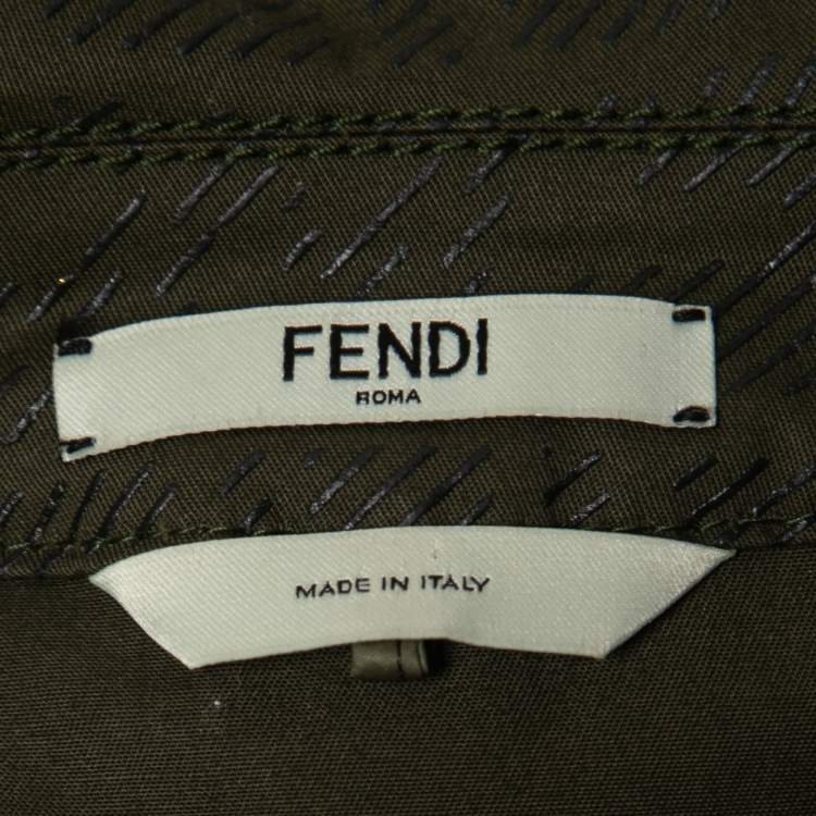 Pre Owned Fendi Green FF Fish Eye Motif Cotton Hooded Dress XS