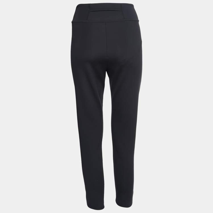 Pre Owned Fendi Black Jersey Logo Pattern Printed Leggings L