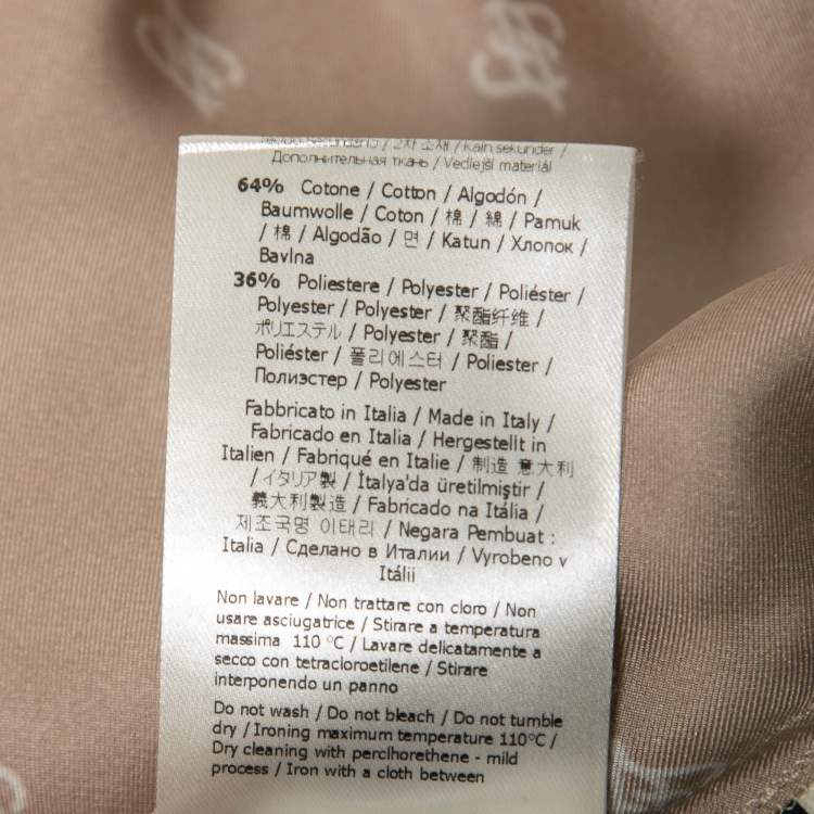 Pre Owned Fendi Beige Calligraphy Print Belted Collar Detail Blouse S