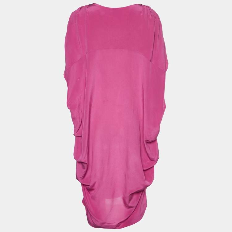 Pre Owned Fendi Pink Silk Pleated Tunic L