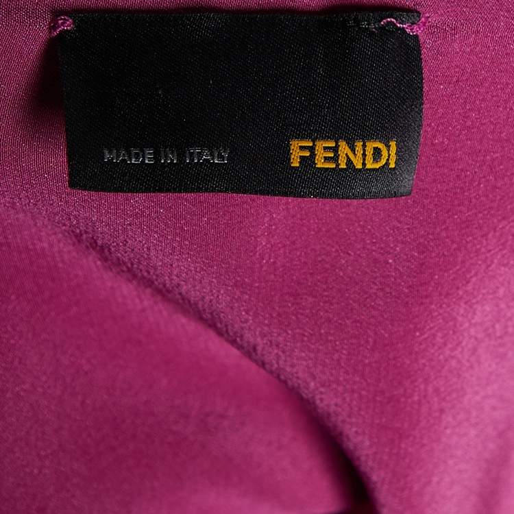 Pre Owned Fendi Pink Silk Pleated Tunic L