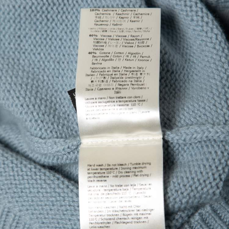 Pre Owned Fendi Light Blue Cashmere Ribbon Detail Pullover M