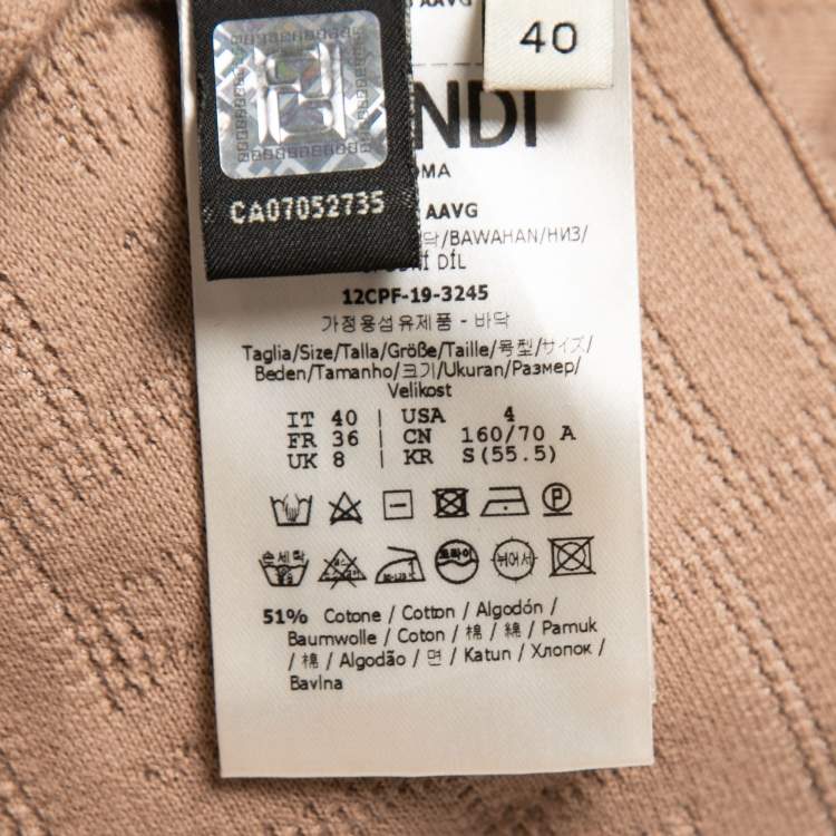 Pre Owned Fendi Blush Pink FF Logo Knit Midi Skirt S