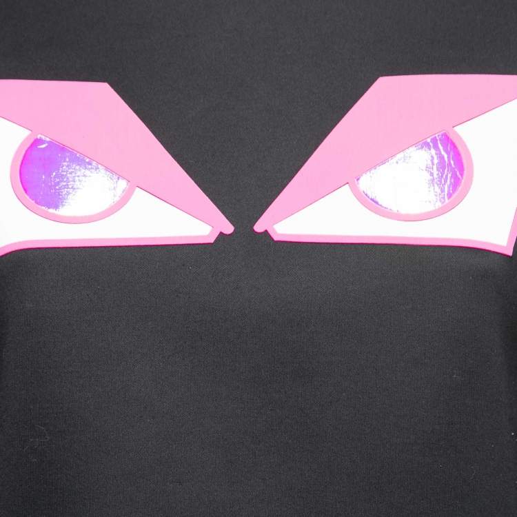 مملوكة مسبقًا Fendi Black Neoprene Pink Monster Eye Sweatshirt S