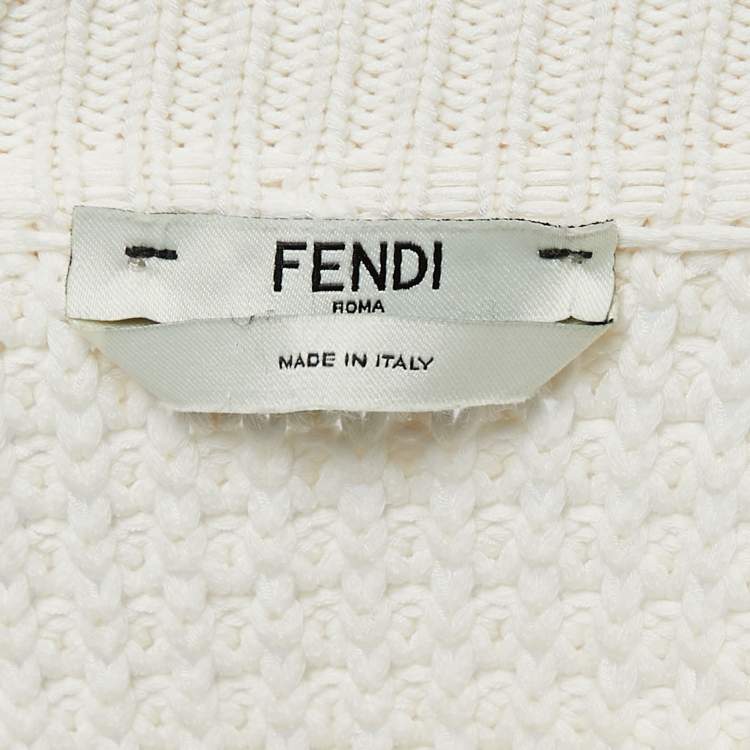 Pre Owned Fendi Cream Cotton Knitted Jumpsuit S