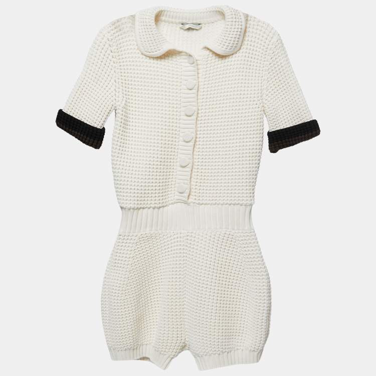 Pre Owned Fendi Cream Cotton Knitted Jumpsuit S