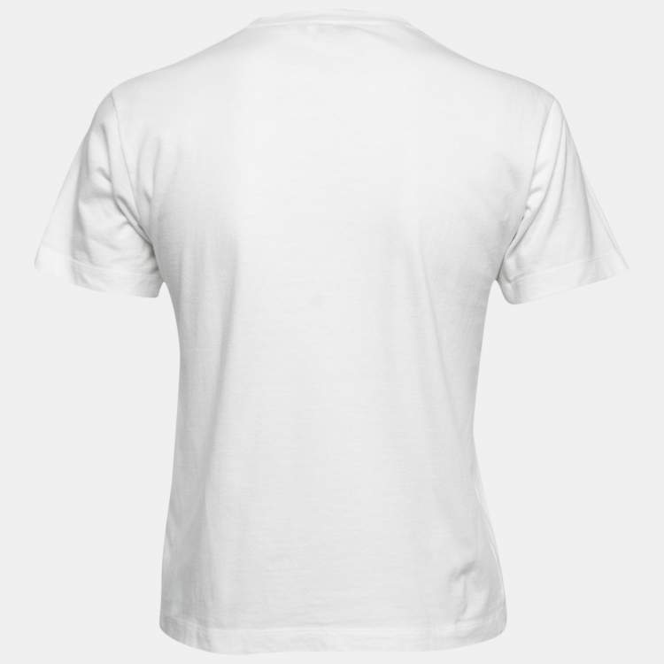 Pre Owned Fendi White Cotton Logo Embroidered Short Sleeve T-Shirt XS