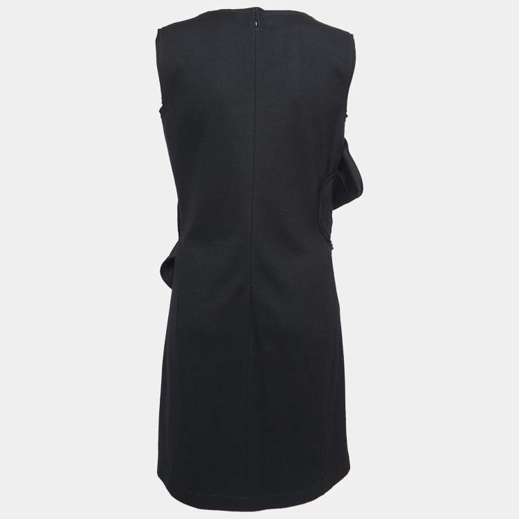 Pre Owned Fendi Black Wool Ruffle Detailed Short Dress M