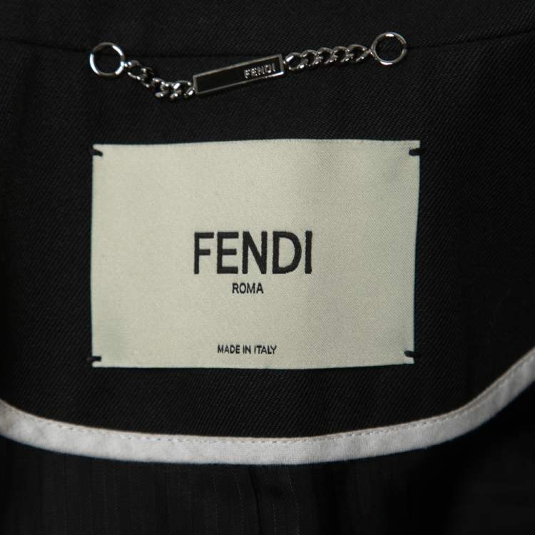 Pre Owned Fendi Black Wool Blend Fur Cuff Detail Tailored Blazer S