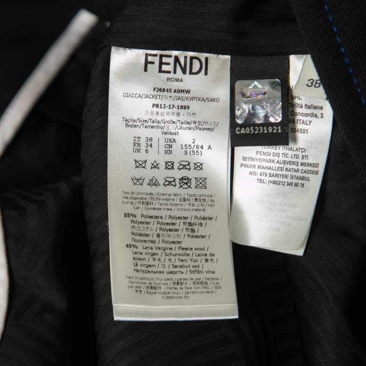 Pre Owned Fendi Black Wool Blend Fur Cuff Detail Tailored Blazer S