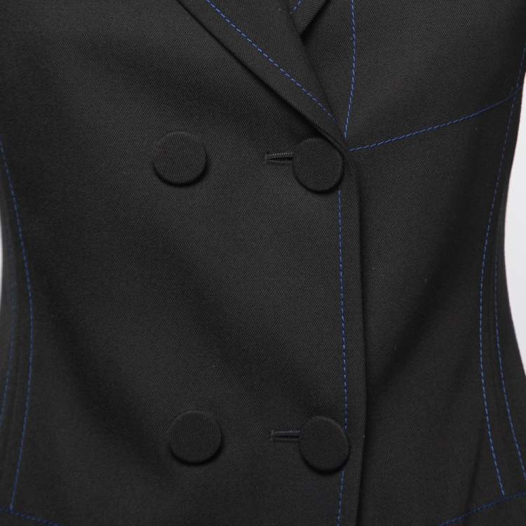 Pre Owned Fendi Black Wool Blend Fur Cuff Detail Tailored Blazer S
