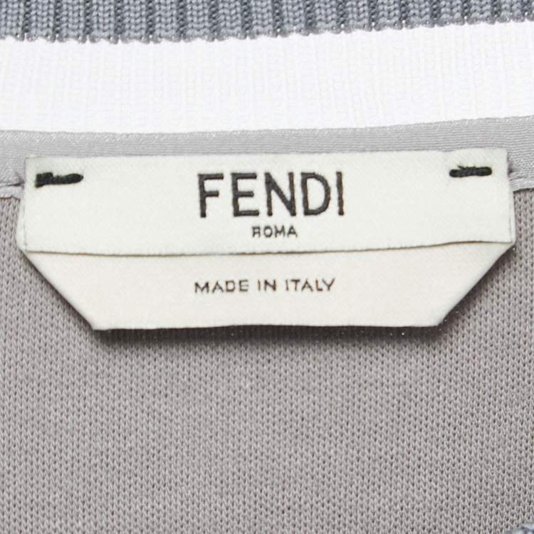Pre Owned Fendi Grey Sequin Embroidered Cotton Knit Crew Neck Sweatshirt S