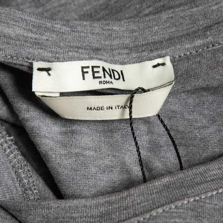Pre Owned Fendi Grey Cotton Monster Eyes Crewneck T-Shirt S