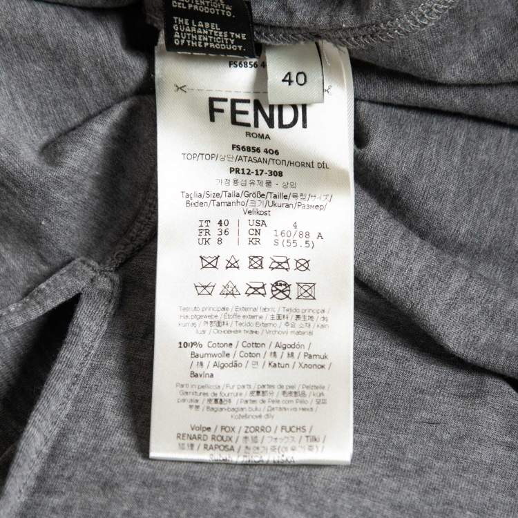 Pre Owned Fendi Grey Cotton Monster Eyes Crewneck T-Shirt S