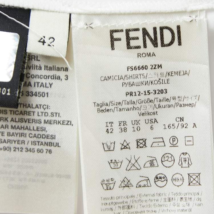 Pre Owned Fendi White Cotton Lace Trim Detail Oversized Top M