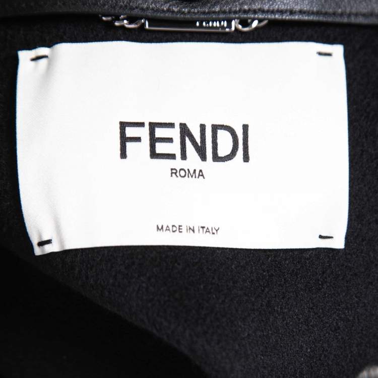 Pre Owned Fendi Black Wool and Mink Fur Zip Front Cropped Jacket S
