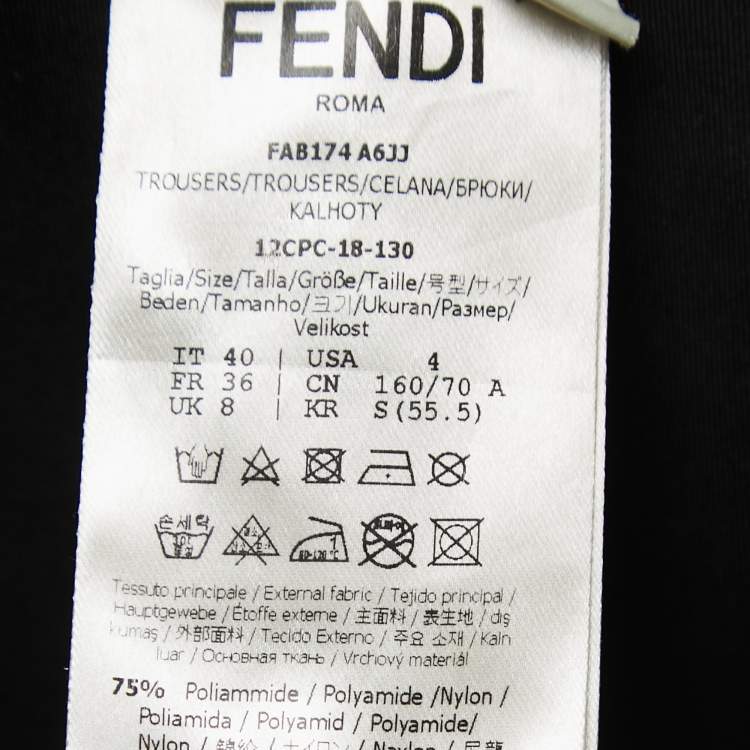 Pre Owned Fendi Black Technical Jersey Logo Band Trim Leggings S