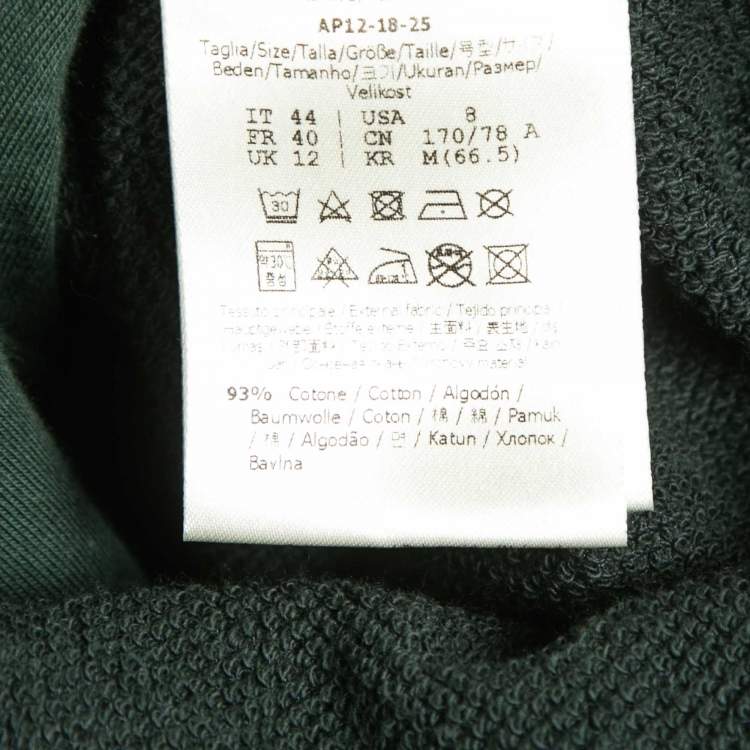 Pre Owned Fendi  Dark Green Cotton Knit Logo Band Detail Zip-Up Jacket M