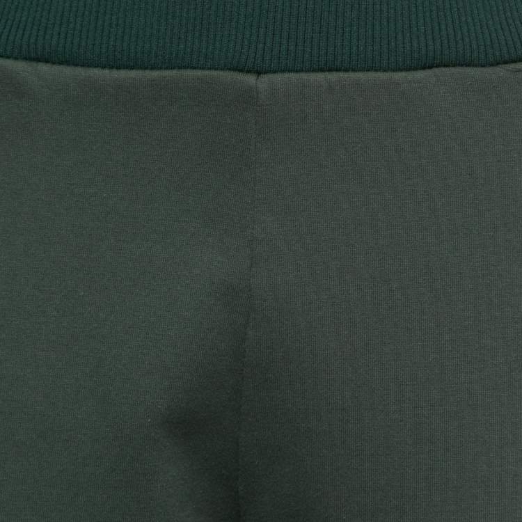 Pre Owned Fendi Dark Green Cotton Knit Logo Side Stripe Track Pants M