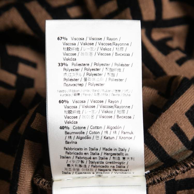 Pre Owned Fendi Brown Zucca Monogram Intarsia Knit Midi Bodycon Dress L