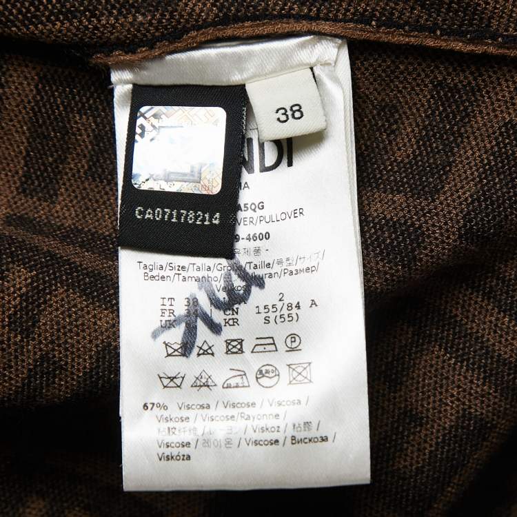 Pre Owned Fendi Brown Zucca Monogram Knit Sweatshirt S