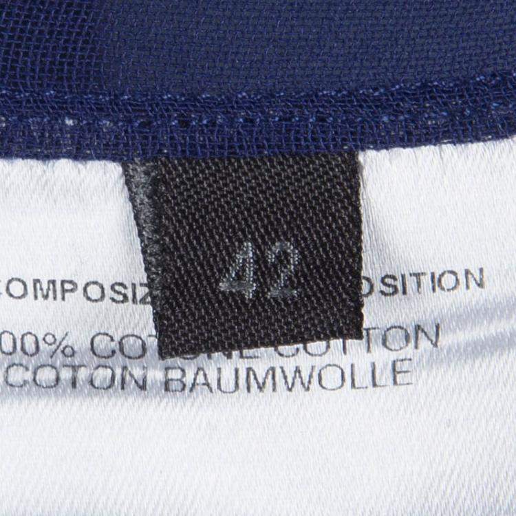 Pre Owned Fendi Indigo Cotton Draw String Long Sleeve Top M