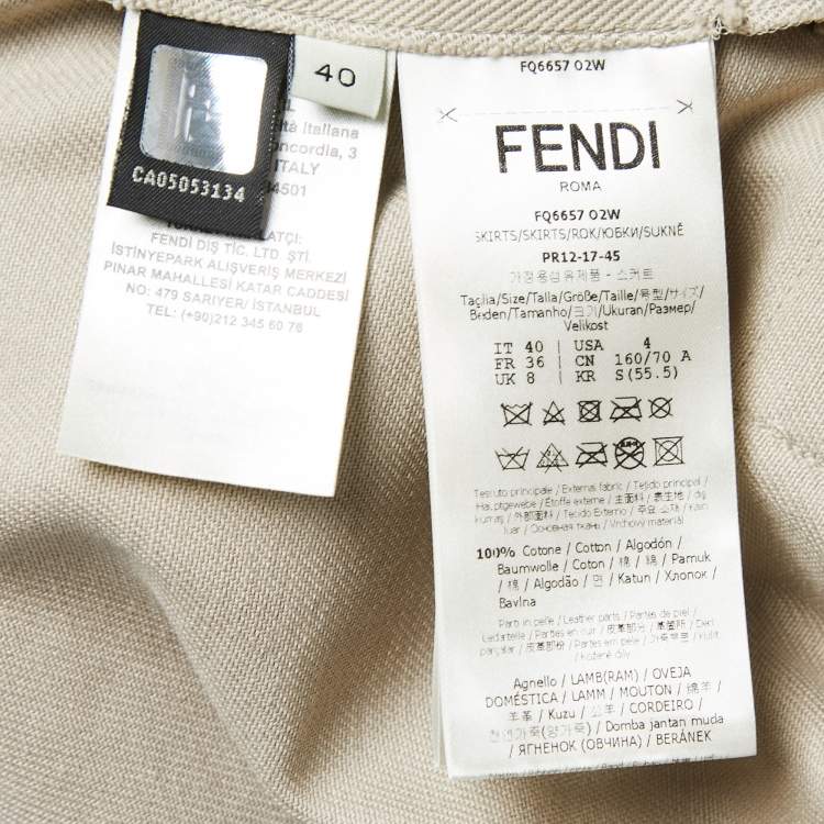 مملوكة مسبقًا Fendi Beige Cotton Floral Embellished Pocket Detail Mini Skirt S