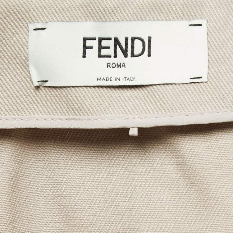 مملوكة مسبقًا Fendi Beige Cotton Floral Embellished Pocket Detail Mini Skirt S