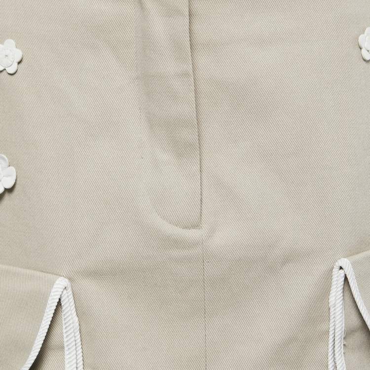 مملوكة مسبقًا Fendi Beige Cotton Floral Embellished Pocket Detail Mini Skirt S
