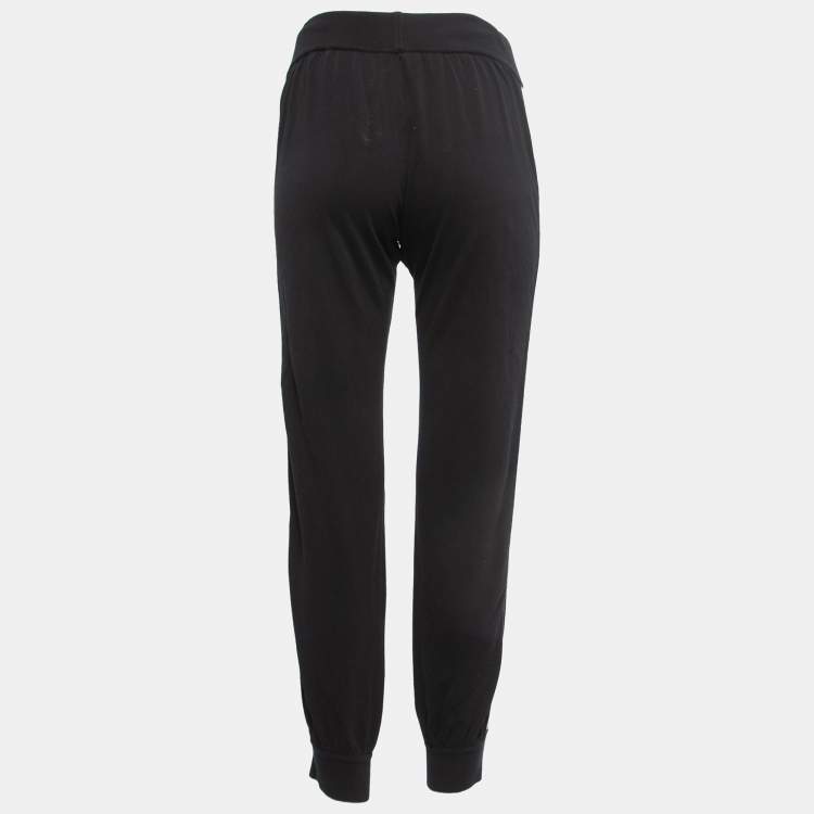 Pre Owned Fendi Black Cotton Knit Side Stripe Detail Joggers M
