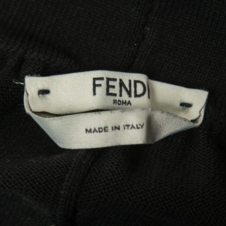 Pre Owned Fendi Black Cotton Knit Side Stripe Detail Joggers M
