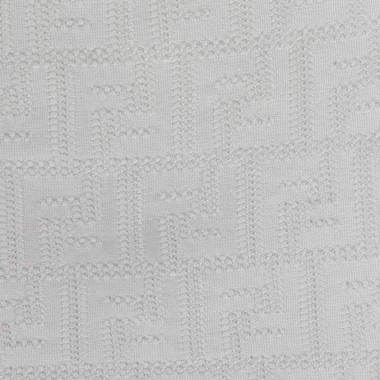Pre Owned Fendi White FF Monogram Knit Midi Sheath Dress XS