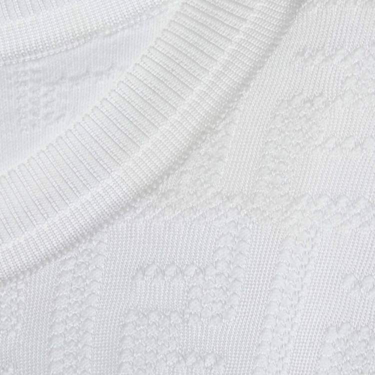 Pre Owned Fendi White FF Monogram Knit Midi Sheath Dress XS