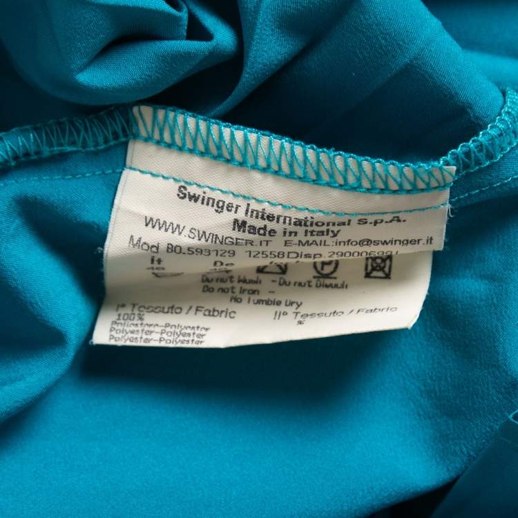 Pre Owned Fendi Blue Crepe Button Front Long Sleeve Tie Detail Shirt Blouse L