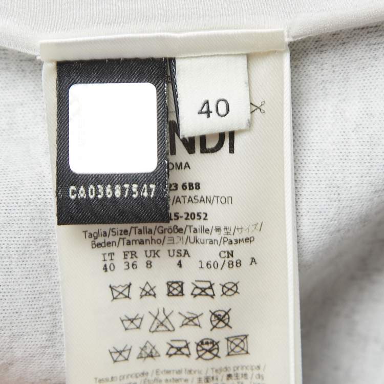 Pre Owned Fendi Black Logo & Karl Signature Embroidered Cotton Crew Neck Sweatshirt S