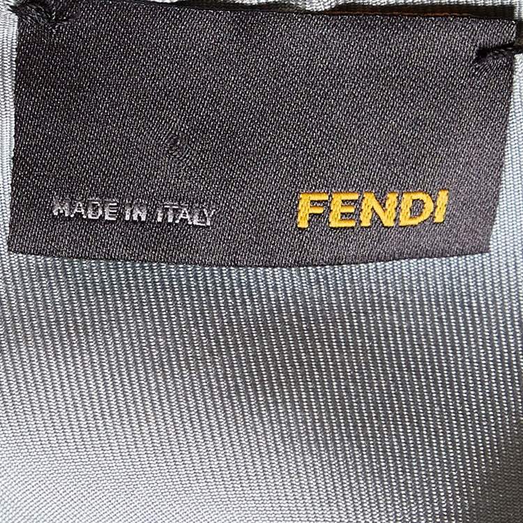 Pre Owned Fendi Grey Silk Embellished Waist Detail Draped Kimono Sleeve Dress S