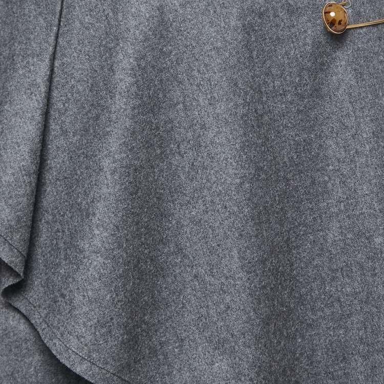 مملوكة مسبقًا Fendi Vintage Grey Wool Drape Detail Knee Length Skirt S