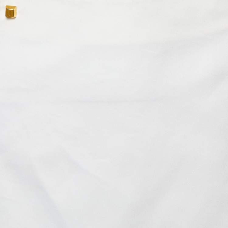 Pre Owned Fendi White Cotton Blend Pencil Skirt L