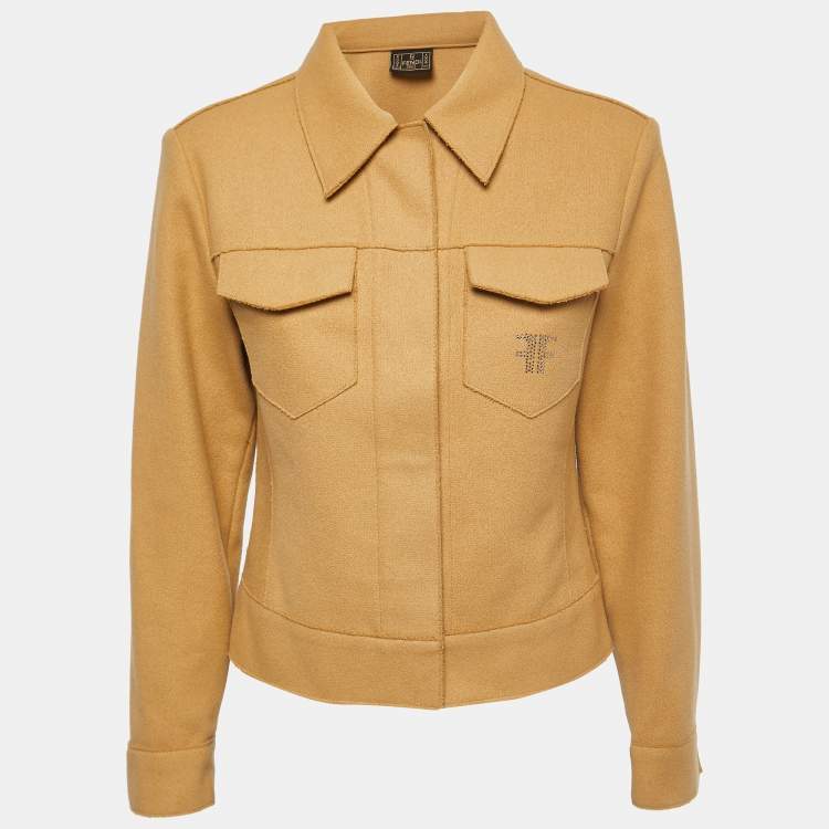 Pre Owned Fendi Beige Wool Button Front Jacket M