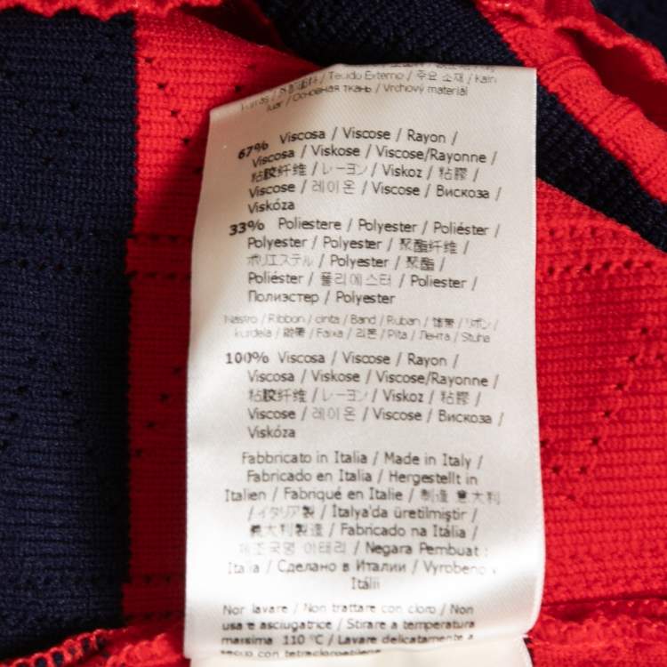 Pre Owned Fendi Red/Navy Blue Striped Knit Cropped Top S