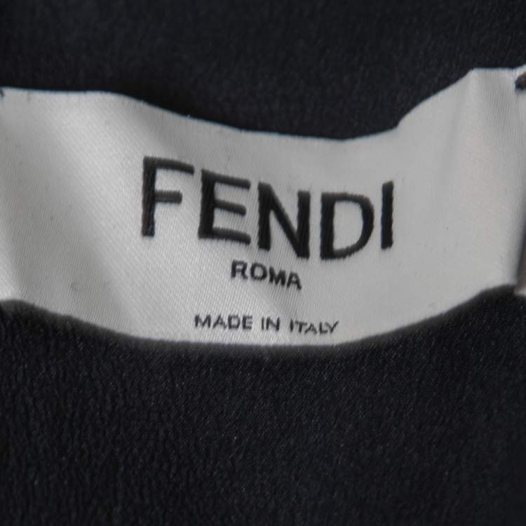Pre Owned Fendi Black Stretch Wool Bodycon Dress S