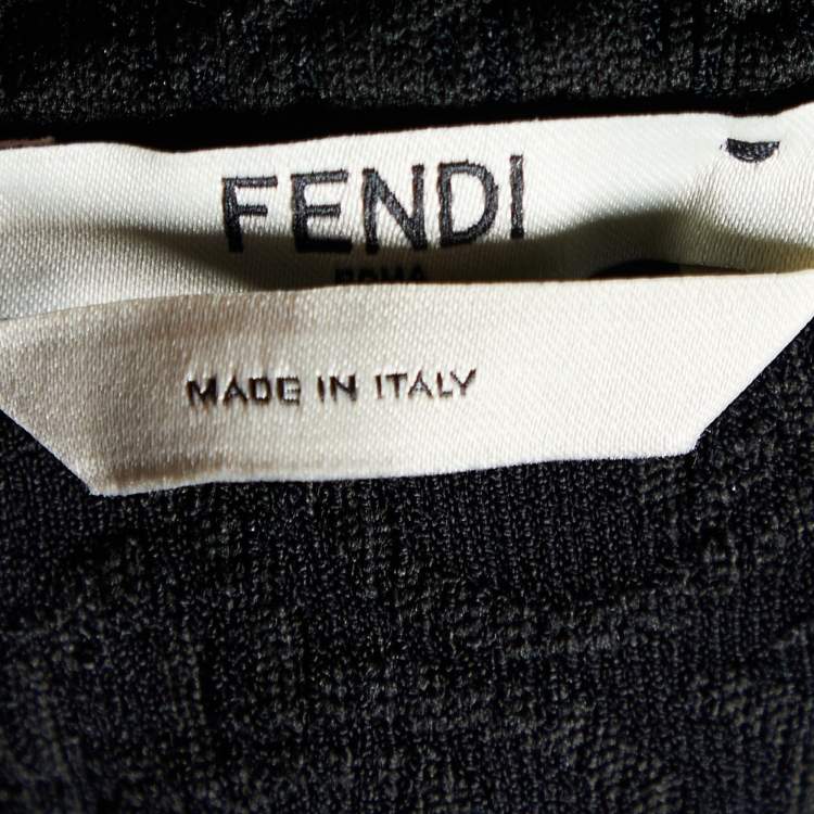 Pre Owned Fendi Black Floral Jacquard Button Front Cardigan L