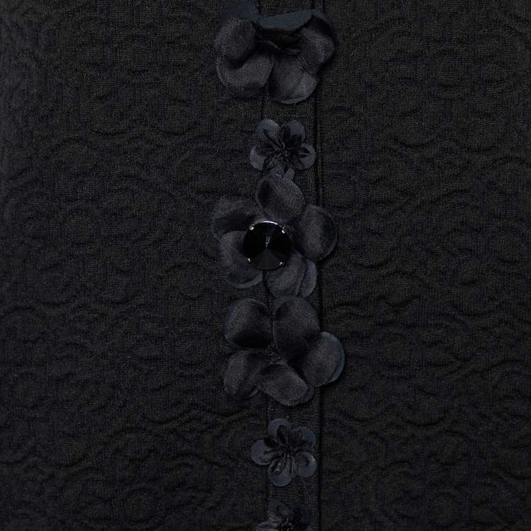 Pre Owned Fendi Black Floral Jacquard Button Front Cardigan L