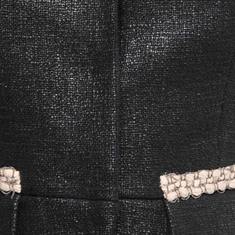 Pre Owned Fendi Black Textured Cotton Chain Trimmed Jacket S