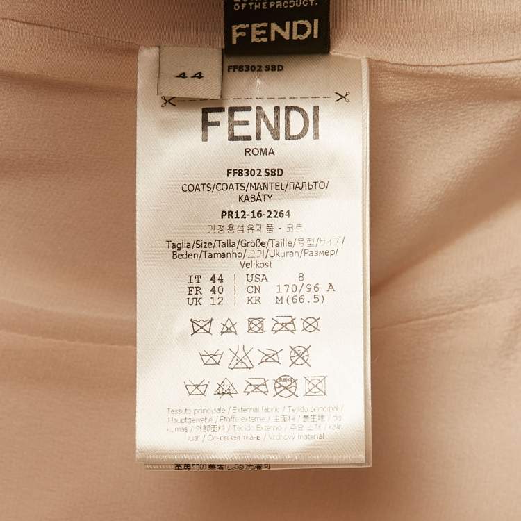 Pre Owned Fendi Beige Cotton Leather Collar Trim Midi Dress M