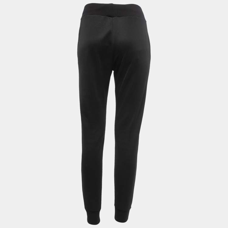 Pre Owned Fendi Black Jersey Logo Band Strip Detail Jogger Pants S