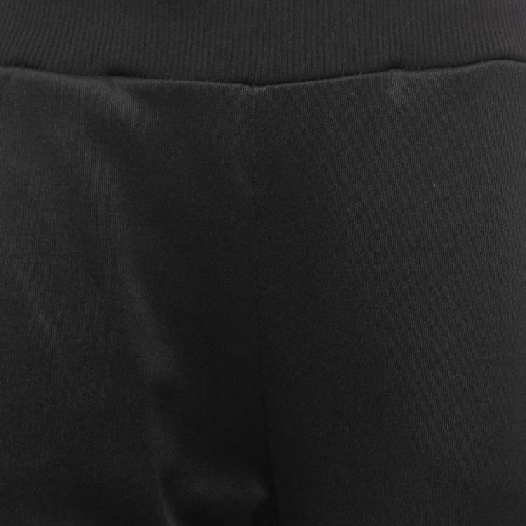 Pre Owned Fendi Black Jersey Logo Band Strip Detail Jogger Pants S