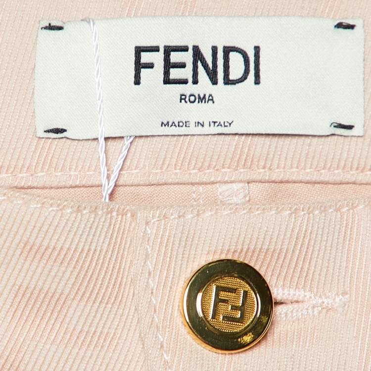 Pre Owned Fendi Pink Monogram Denim Skinny Jeans S