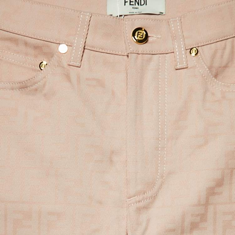 Pre Owned Fendi Pink Monogram Denim Skinny Jeans S