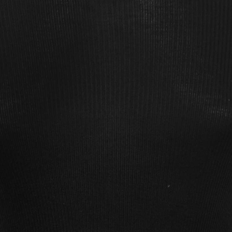 Pre Owned Fendi Black Silk Knit Contrast Hem Detail Turtleneck Pullover M